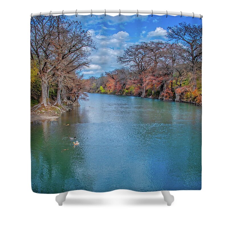 Texas Hill Country Shower Curtain featuring the photograph Fall Along the Guadalupe by Lynn Bauer