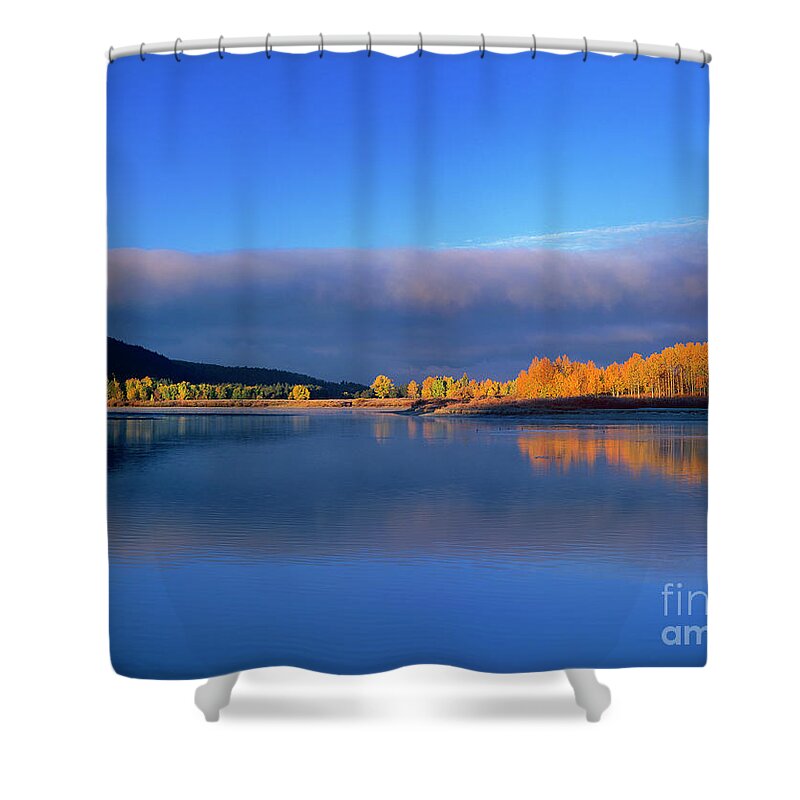 Dave Welling Shower Curtain featuring the photograph Fall Clouds Oxbow Bend Grand Tetons National Park by Dave Welling