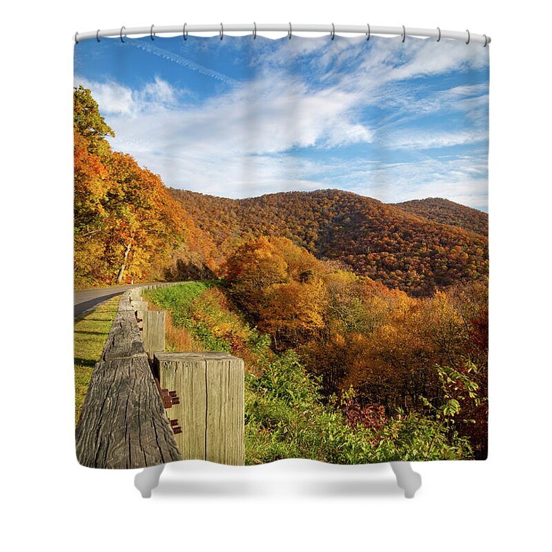 Blue Ridge Parkway Shower Curtain featuring the photograph Fall Foliage along the Blue Ridge Parkway by Cindy Robinson
