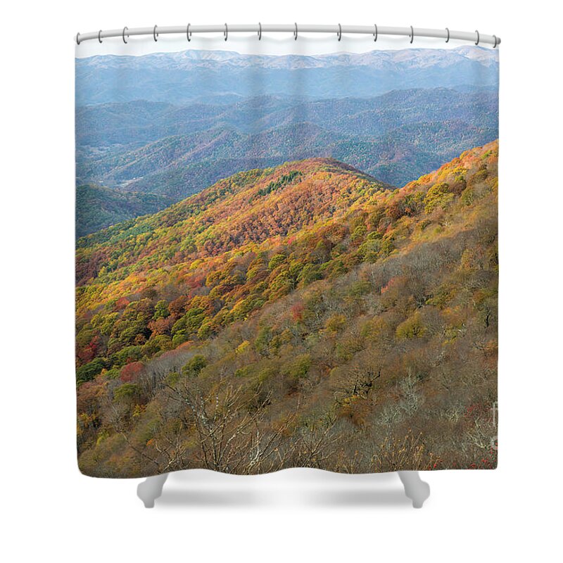Fall Foliage Shower Curtain featuring the photograph Fall Foliage, View From Blue Ridge Parkway by Felix Lai