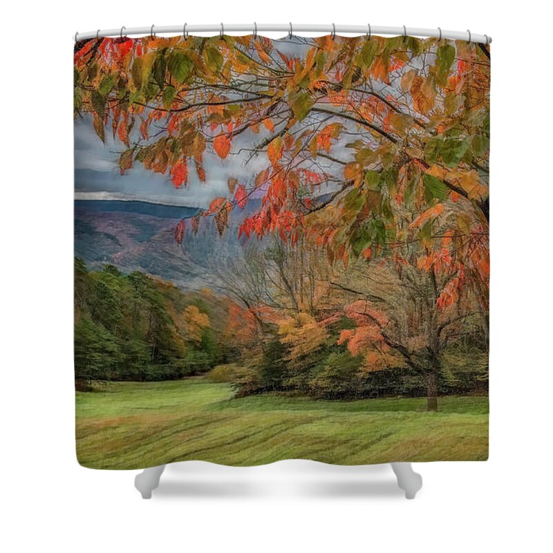 Cades Cove Shower Curtain featuring the photograph Fall in the Cove, Stylized by Marcy Wielfaert