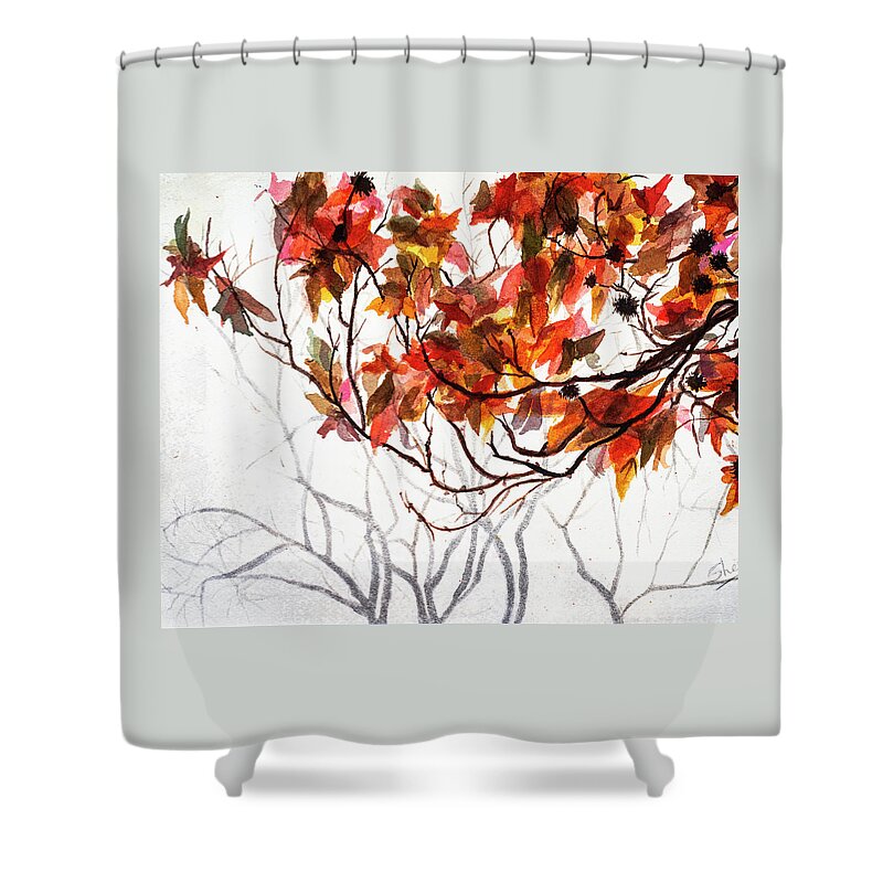 Art - Watercolor Shower Curtain featuring the painting Fall Leaves - Watercolor Art by Sher Nasser