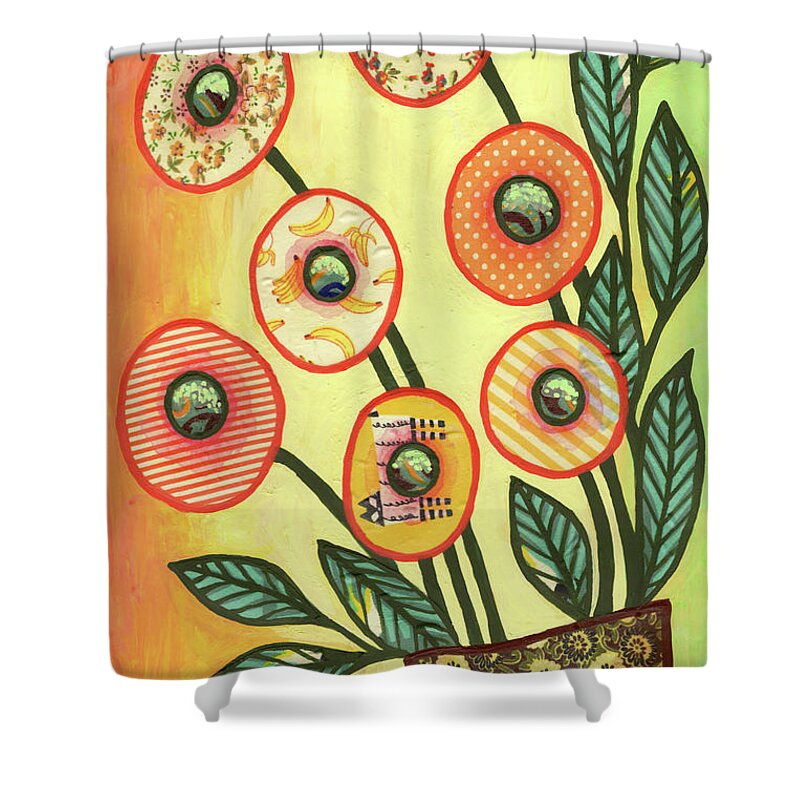 Flowers In A Vase Shower Curtain featuring the painting Fall Picnic Bouquet by Amy E Fraser