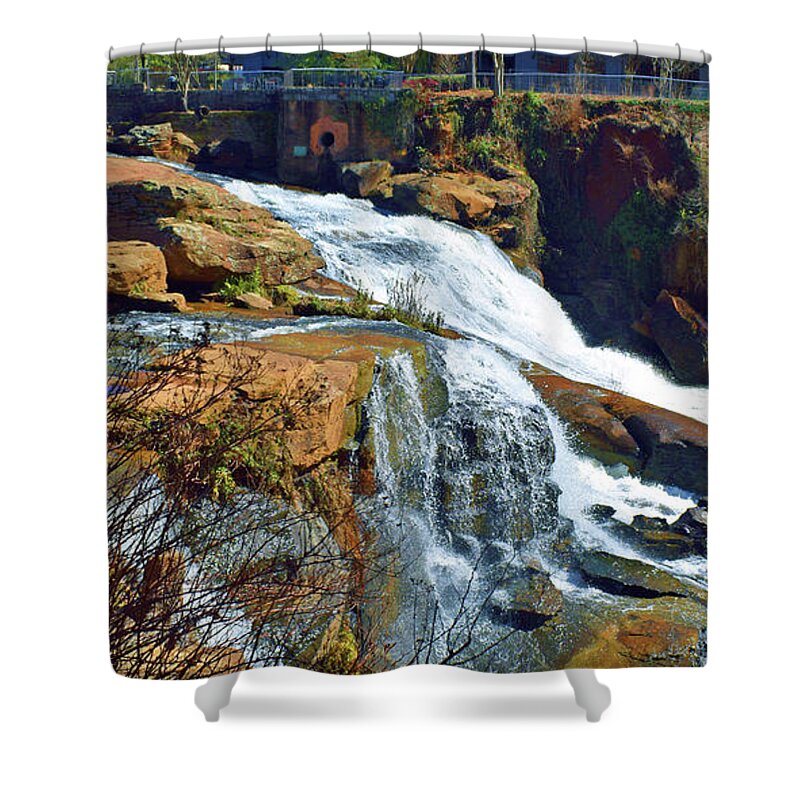 Reedy River Shower Curtain featuring the photograph Falls at the River Walk by Roberta Byram