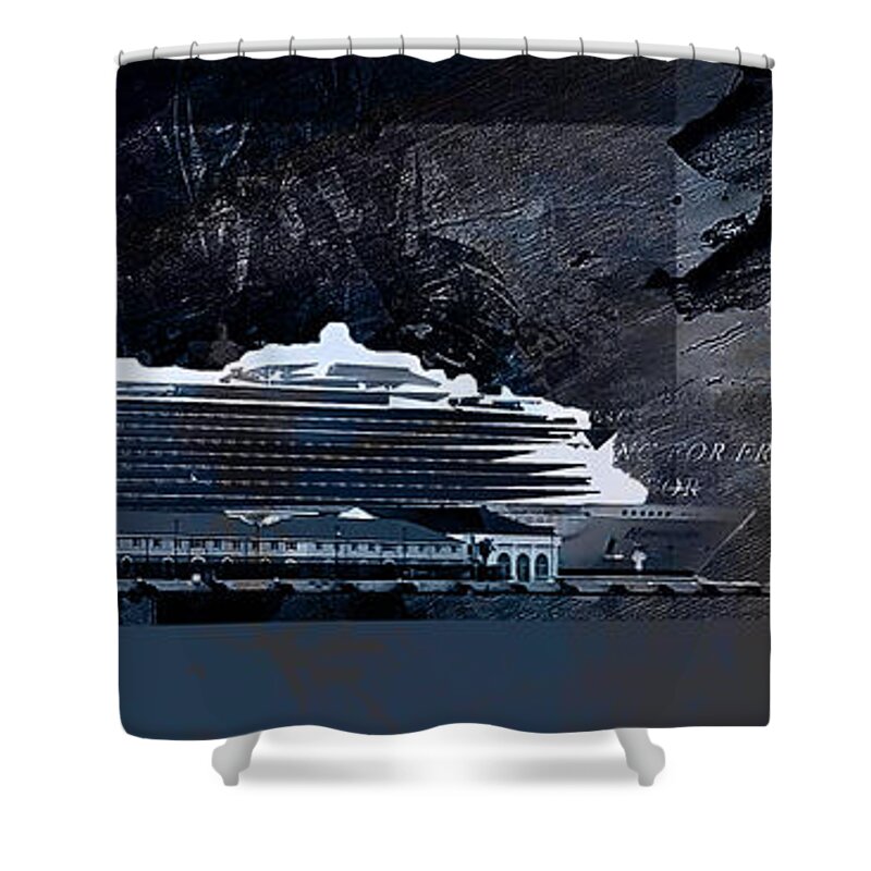 Falmouth Silver Nights Shower Curtain featuring the digital art Falmouth Silver Nights 5 by Aldane Wynter
