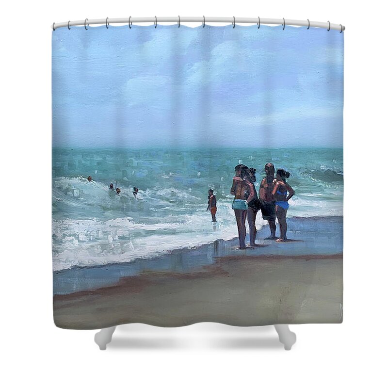  Impression Shower Curtain featuring the painting Family Meeting by Maggii Sarfaty