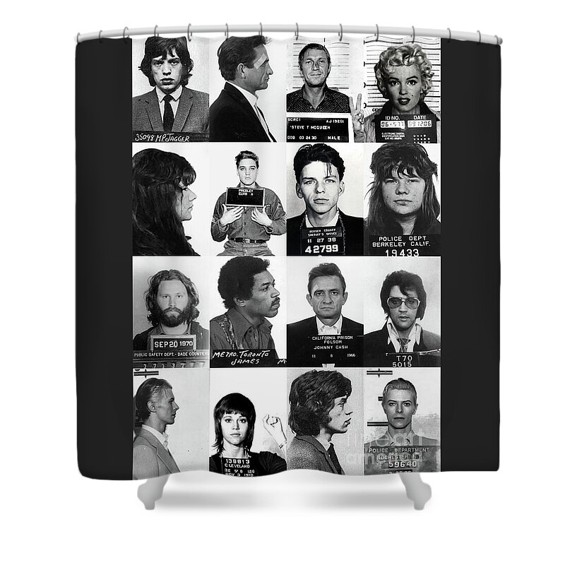 Celebrities Shower Curtain featuring the photograph Famous celebrity mugshots by Best of Vintage