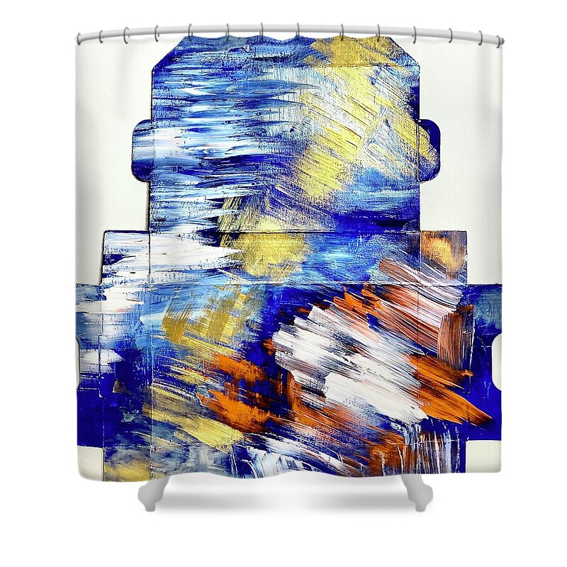 Painted Box To Fold Or Frame. Folded Dimensions Are: 5.25x8.5x1.5 In. Shower Curtain featuring the painting Fantasy Box II by David Euler