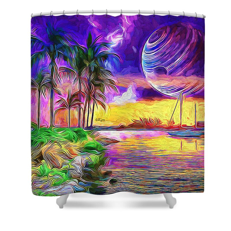 Paint Shower Curtain featuring the painting Fantasy coast by Nenad Vasic