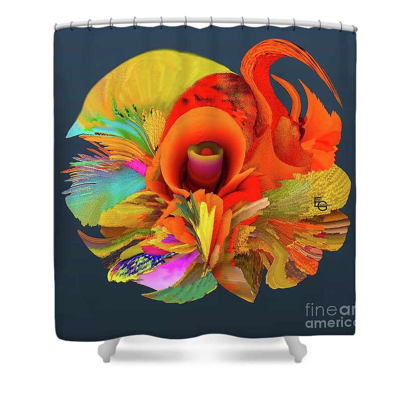 Flower Shower Curtain featuring the mixed media Fantasy Flowers Of My Dreams 04.03.2023 by Elena Gantchikova