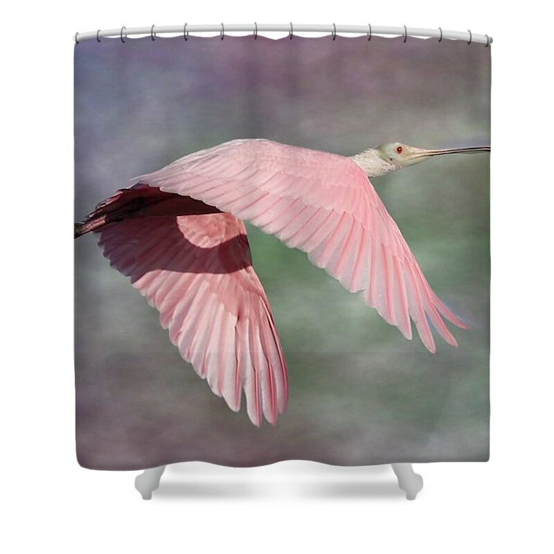 Roseate Spoonbill Shower Curtain featuring the photograph Fantasy World by Mingming Jiang