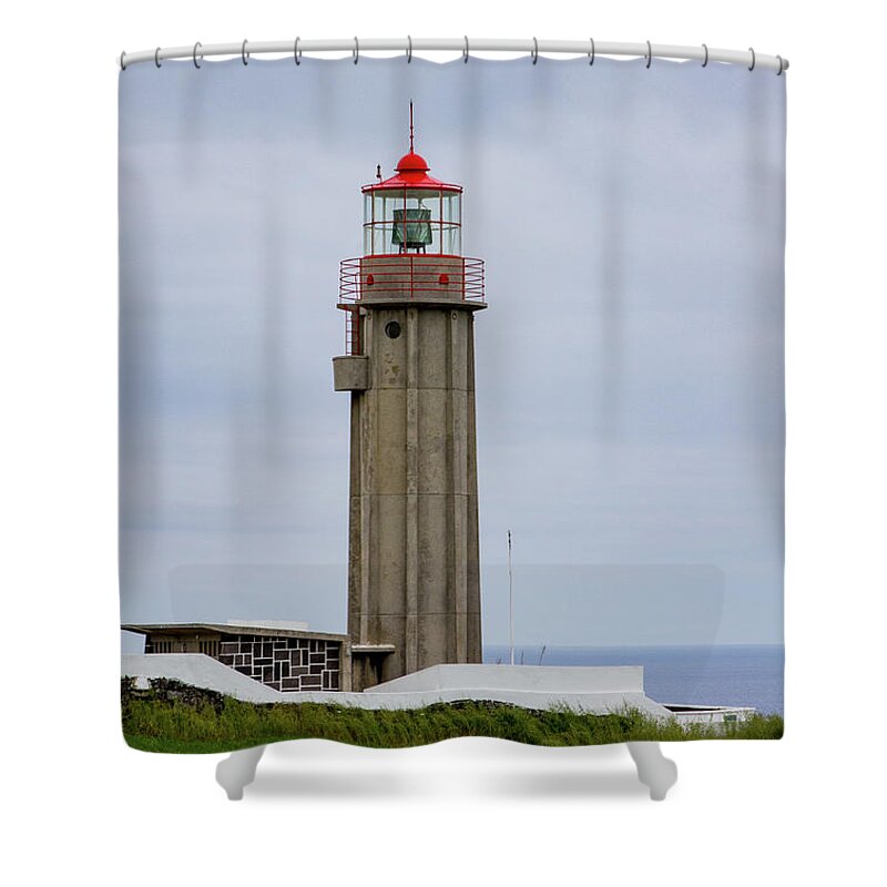 Farol Da Ponta Do Cintrao Shower Curtain featuring the photograph Farol da Ponta do Cintrao Lighthouse by Denise Kopko