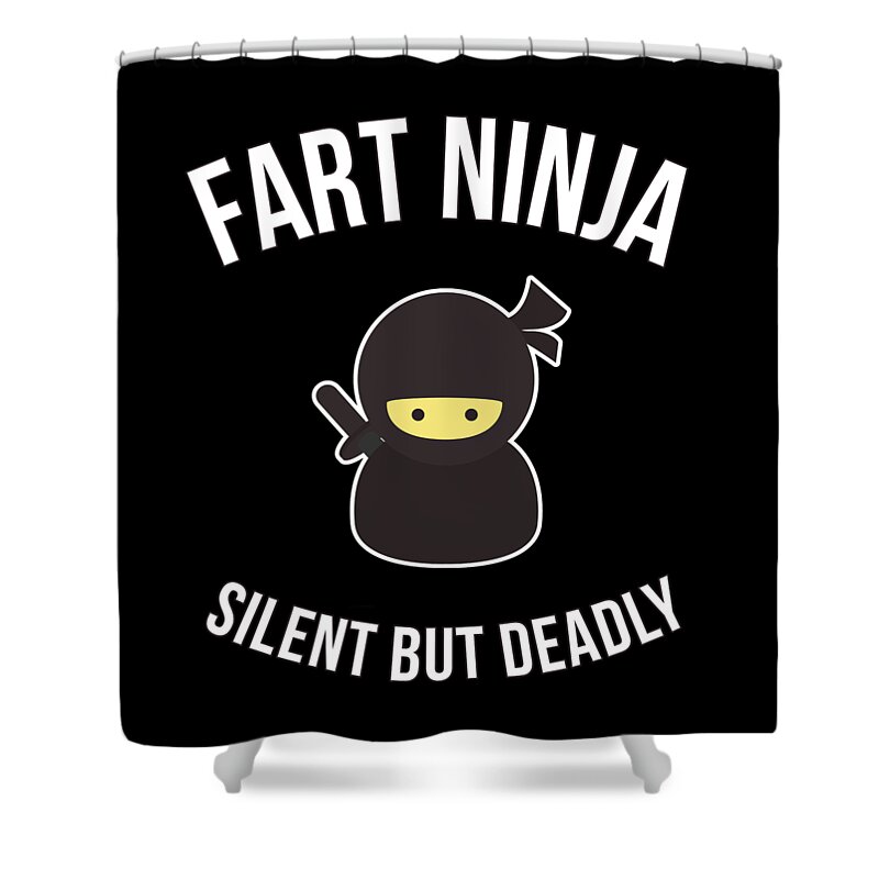 Funny Shower Curtain featuring the digital art Fart Ninja Silent But Deadly by Flippin Sweet Gear
