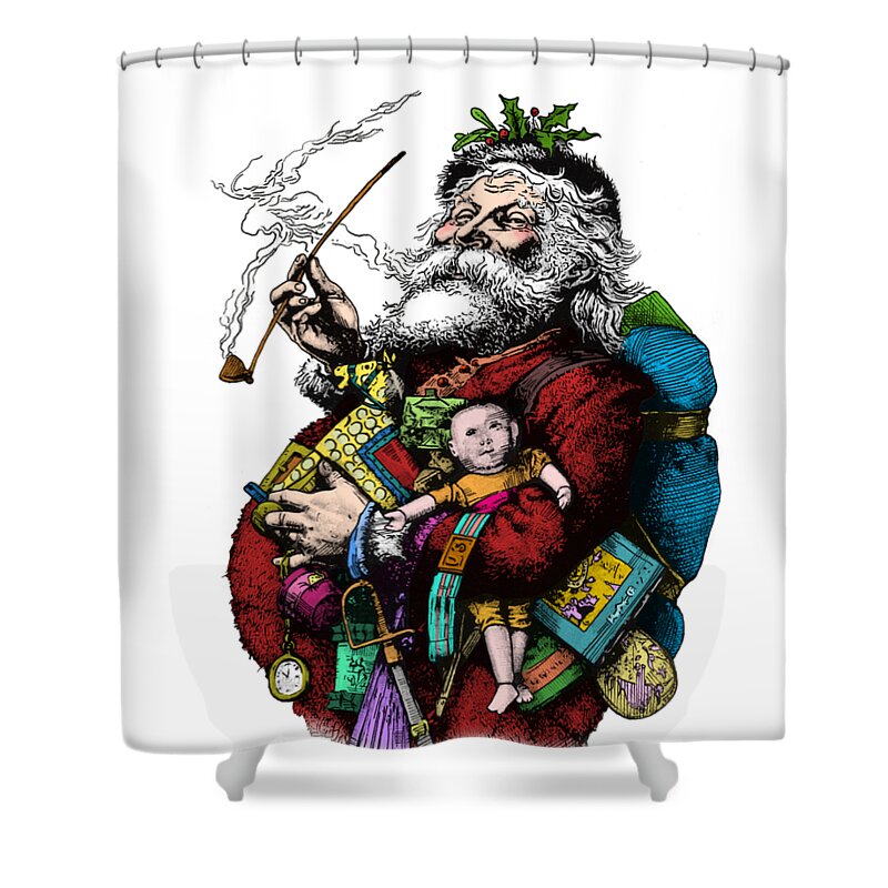Santa Shower Curtain featuring the digital art Father Christmas by Madame Memento