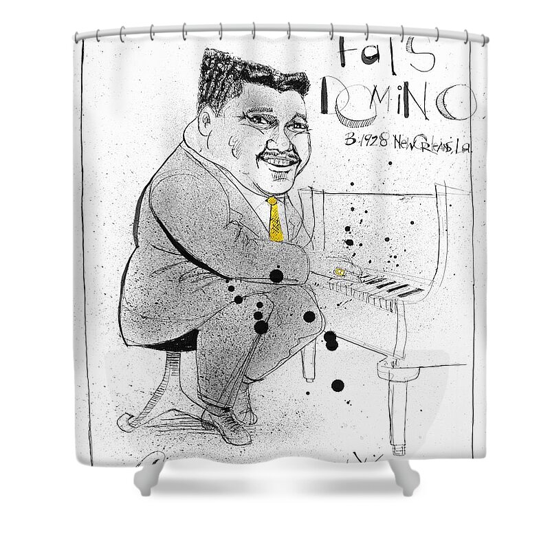  Shower Curtain featuring the drawing Fats Domino by Phil Mckenney
