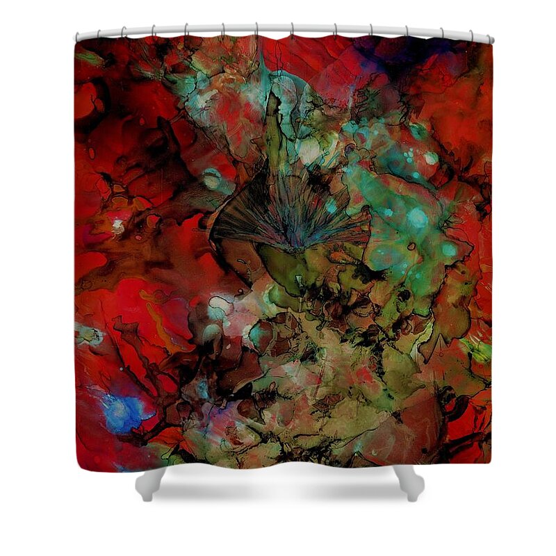 Alcohol Ink Shower Curtain featuring the painting Fearless by Angela Marinari