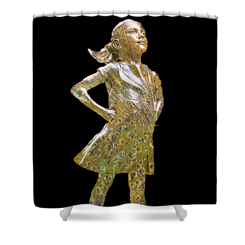 Fearless Shower Curtain featuring the painting Fearless Girl Future Is Female 2 T-Shirt by Tony Rubino