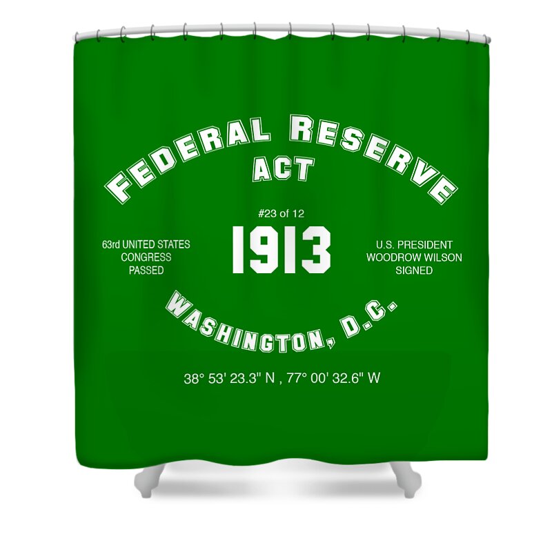 Wunderle Art Shower Curtain featuring the digital art Federal Reserve Act 1913 by Wunderle