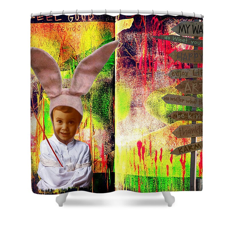 Mixedmedia Shower Curtain featuring the mixed media Feel Good by Tanja Leuenberger
