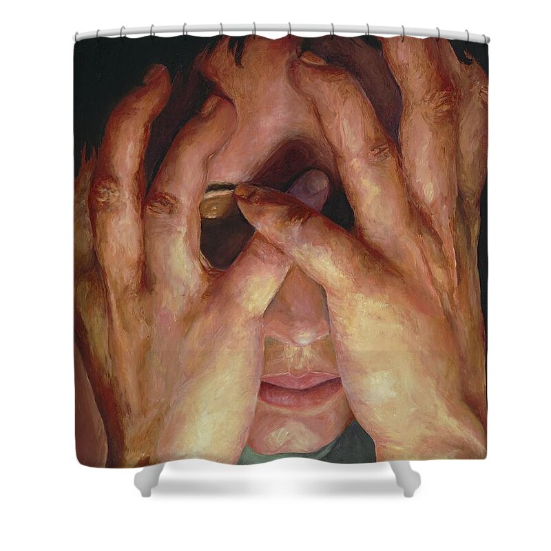 Hands Shower Curtain featuring the painting Feelings by Patricia Awapara