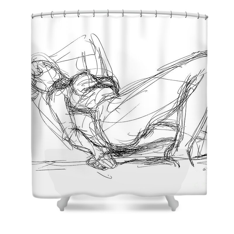 Female Erotic Drawings Shower Curtain featuring the drawing Female Erotic Sketches 5 by Gordon Punt