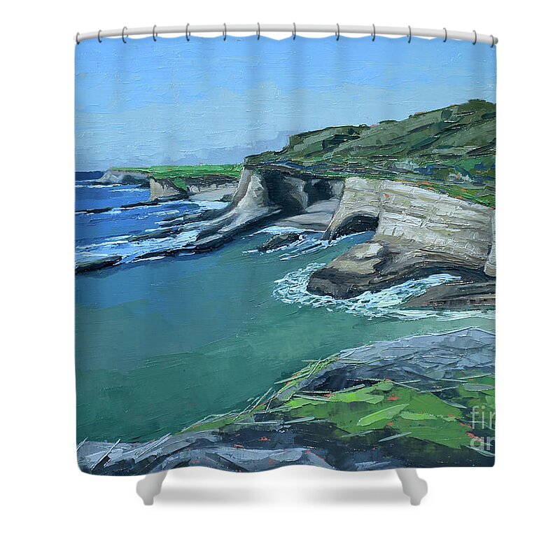 Santa Cruz Shower Curtain featuring the painting Fern Cove - Wilder Ranch by PJ Kirk