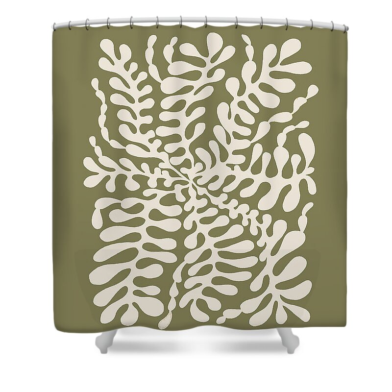  Shower Curtain featuring the painting Fern Fronds Sage by Jackie Medow-Jacobson