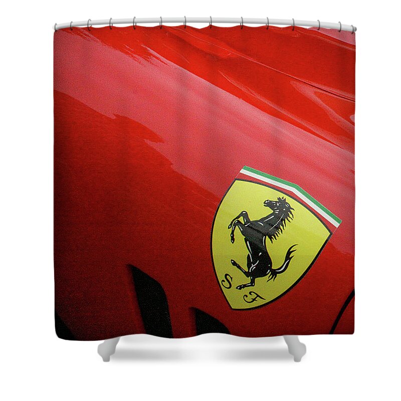 Old Shower Curtain featuring the photograph Ferrari by Jim Whitley