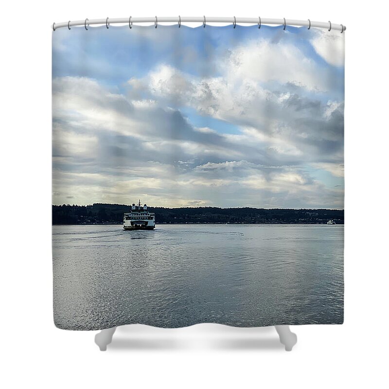 Sea Shower Curtain featuring the photograph Ferry in the sea by Anamar Pictures