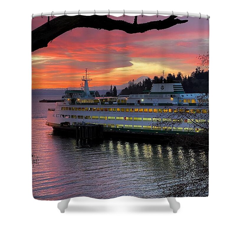 Sunrise Shower Curtain featuring the photograph Ferry Sunrise by Jerry Abbott