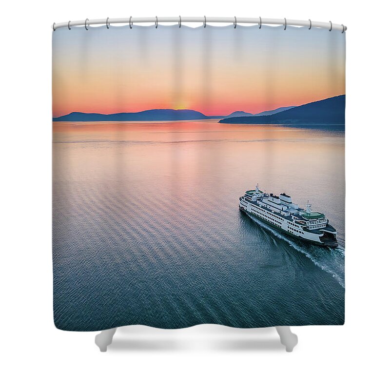 Sunset Shower Curtain featuring the photograph Ferry Sunset 2 by Michael Rauwolf