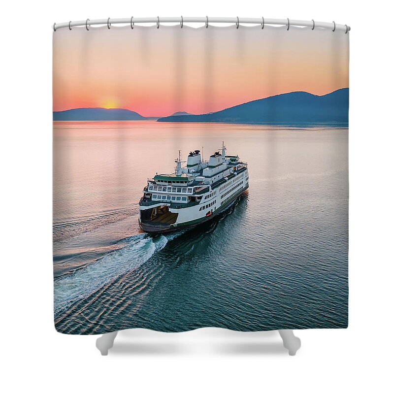 Sunset Shower Curtain featuring the photograph Ferry Sunset by Michael Rauwolf