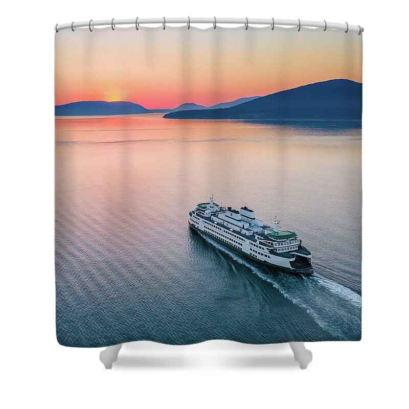 Sunset Shower Curtain featuring the photograph Ferry Sunset2 Vertical by Michael Rauwolf