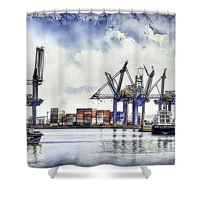 Container Ship Shower Curtains