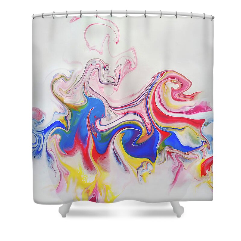 Rainbow Colors Shower Curtain featuring the painting Festival by Deborah Erlandson