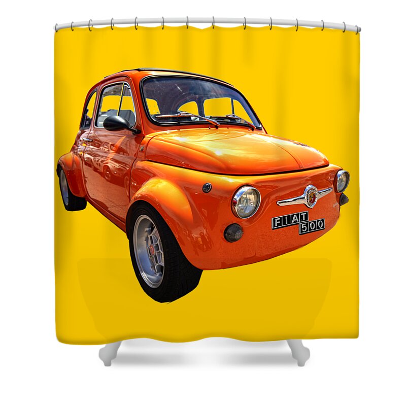 Fiat 500 Shower Curtain featuring the photograph Fiat 500 Orange by Worldwide Photography