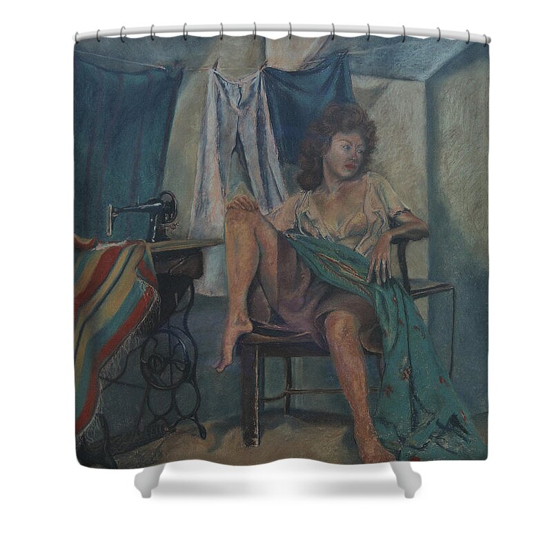  Shower Curtain featuring the pastel Fiat Pastel by Miriam Kilmer by Miriam A Kilmer