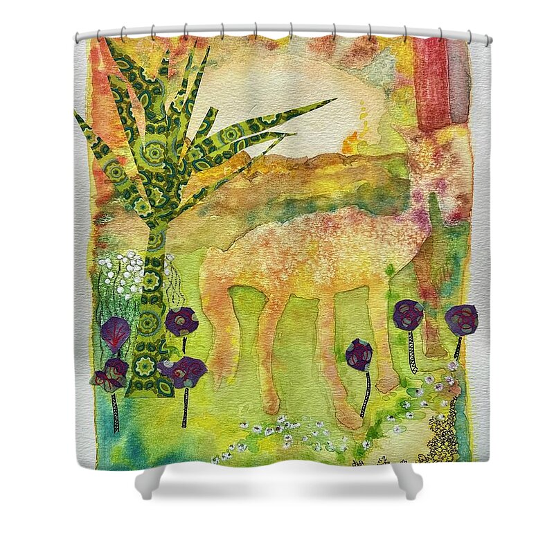 Fantasy Shower Curtain featuring the painting Field of Dreams by Theresa Marie Johnson