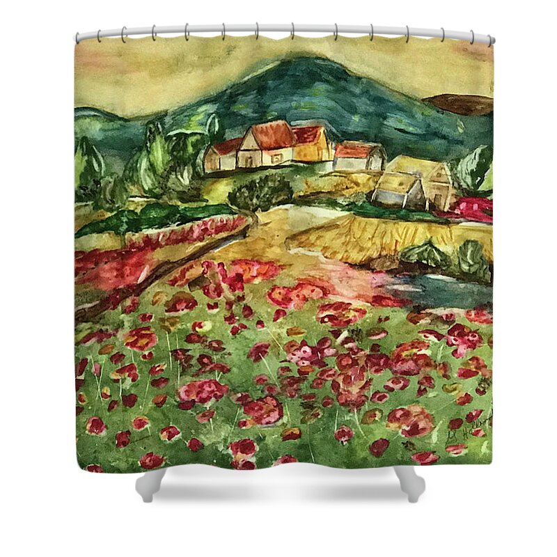 Field Shower Curtain featuring the painting Field of Poppies by Genevieve Holland