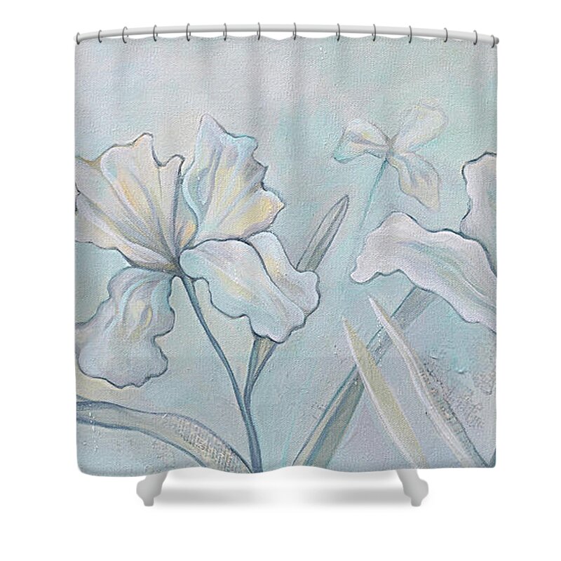 Iris Shower Curtain featuring the painting Field of Whispers II by Shadia Derbyshire
