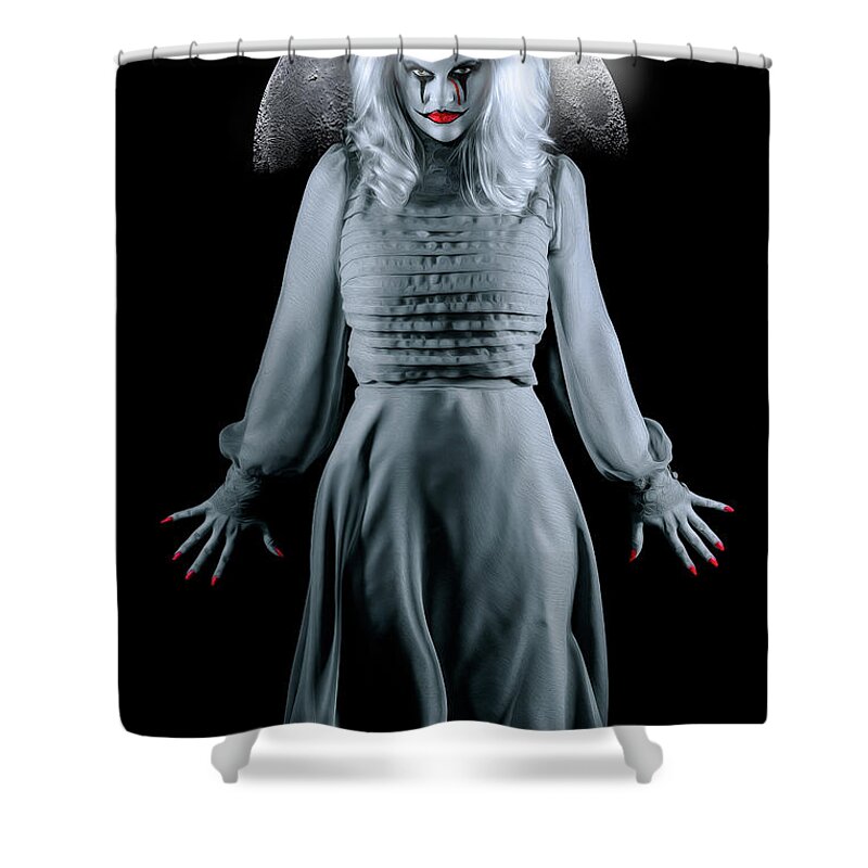 Model Shower Curtain featuring the photograph Fierce Moon Spirit by Rikk Flohr