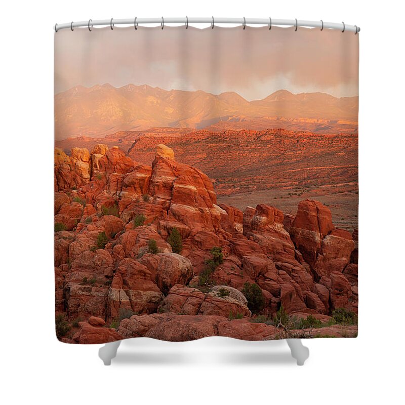 Fiery Furnace Shower Curtain featuring the photograph Fiery Furnace Sunset by Aaron Spong