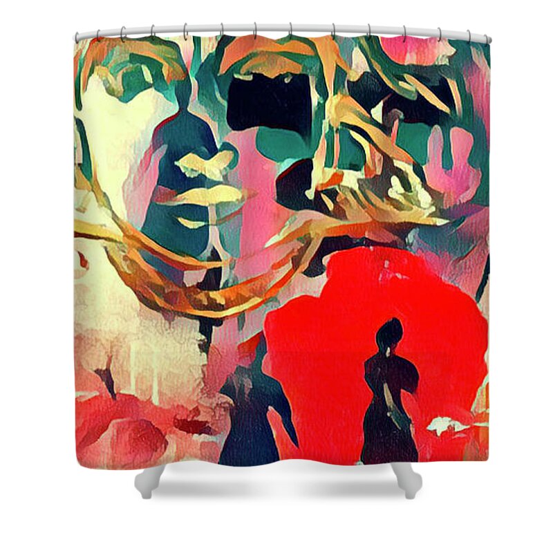  Shower Curtain featuring the painting Fighting for Us by Tommy McDonell