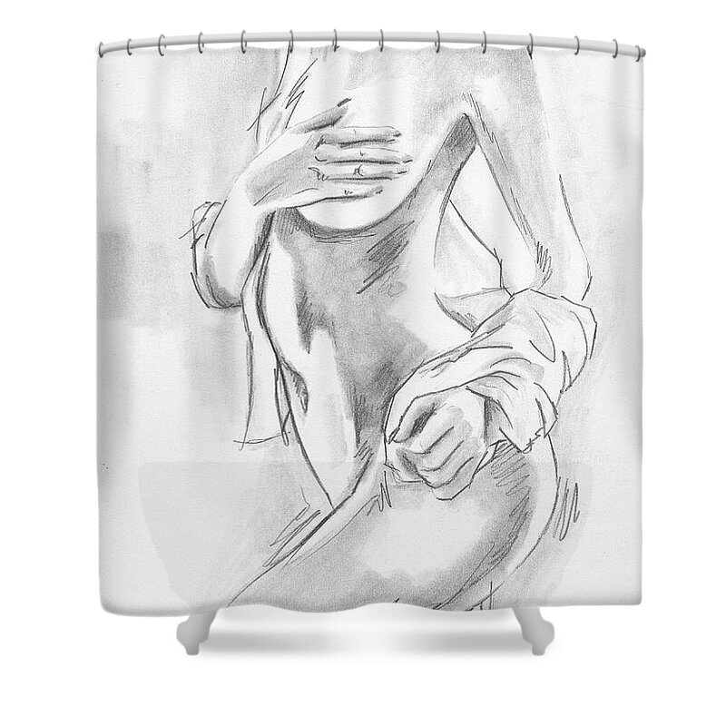 Figure model 11 Shower Curtain by David Wallace - Pixels