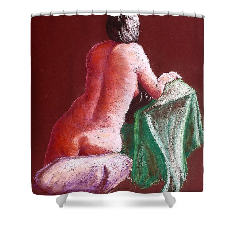 Pastel Drawing Shower Curtain featuring the pastel Figure Study 5 by Kume Bryant