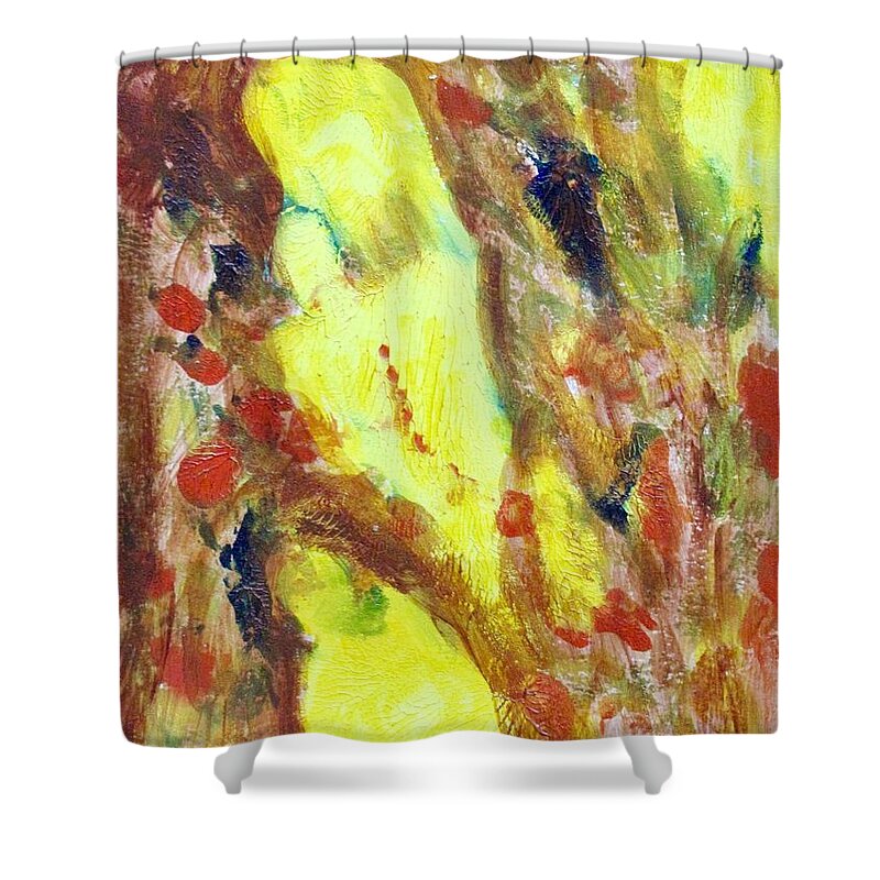 Abstract Acrylic Figures Shower Curtain featuring the painting Figures Rising by Thomas Santosusso