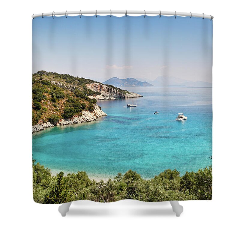 Filiatro Shower Curtain featuring the photograph Filiatro in Ithaki, Greece by Constantinos Iliopoulos