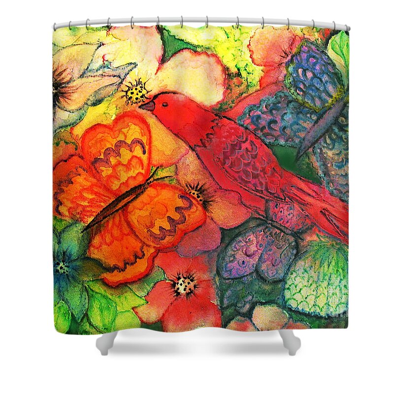 Butterflies Shower Curtain featuring the painting Finding Sanctuary by Hazel Holland