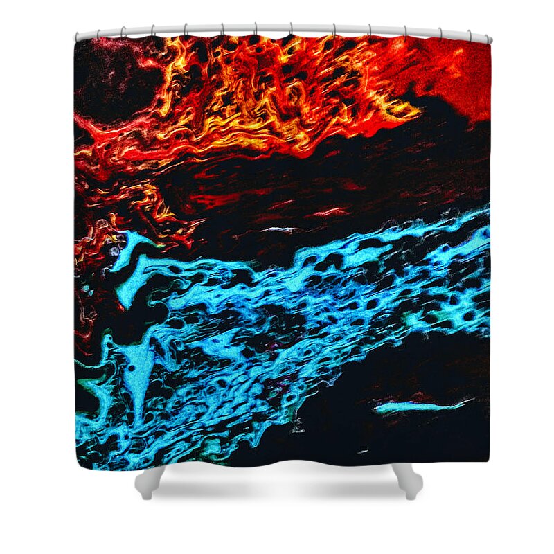 Fire Shower Curtain featuring the painting Fire And Ice by Anna Adams