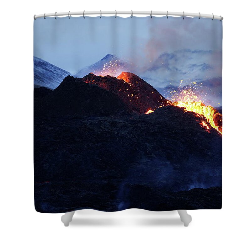 Volcano Shower Curtain featuring the photograph Fire and ice #1 #1 by Christopher Mathews